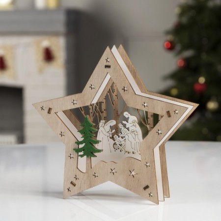 LED figure "Star Forest" 17 × 17 × 4.5 cm, wood, batteries AAAX2 (not in the kit), glow warm white-1