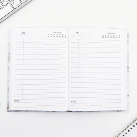 Diary A5, 160 l. Solid cover "White Marble"-2