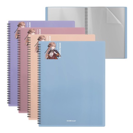 Folder 40 inserts on spirals, A4, 600 μm, Erichkrause "Matt Manga", texture "Sand", mix