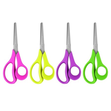 Children's scissors for left -handed 14 cm, Erichkrause Joy Ergo, with rounded ends of blades and ruler, mix-7