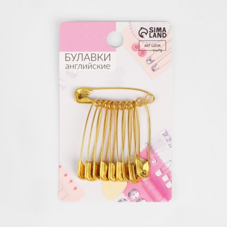 English pins, 37 mm, 10 pcs, gold color-3