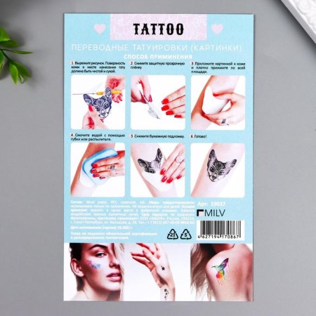Tattoo on the body "Birds, reptiles" 10x15 cm-2