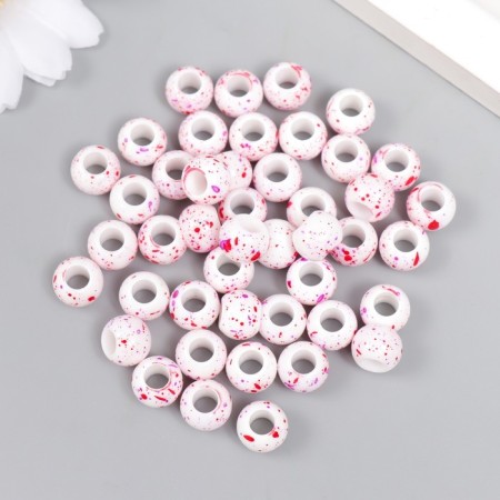 Beads for creativity plastic "Spray of paint. Fuchsia on white" D = 1 cm set 20 g-2