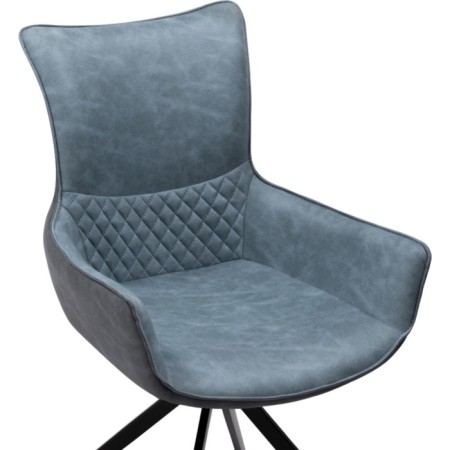 Stol on a metal frame Donel spinning, metal/velor, black/gray/blue 59x62x90 cm-6