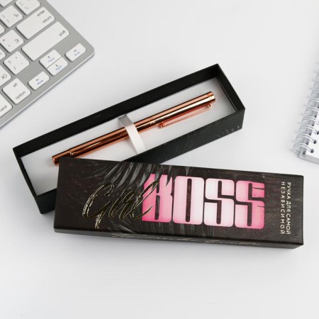 Pen Pink Gold Metal in Girl Boss Gift Box-3