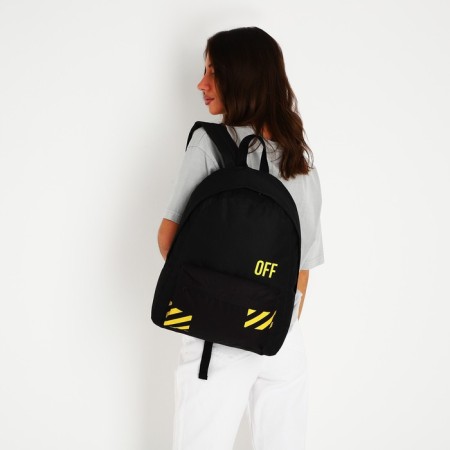 Backpack school youth Off, 33x13x37 cm, lightning department, external pocket, black color-7