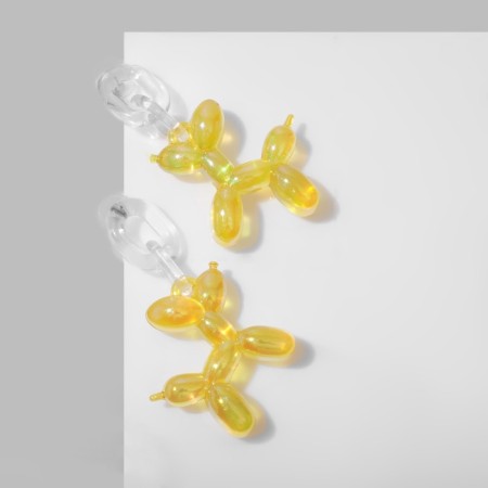 Earrings plastic "Dog" from a balloon, yellow color-2