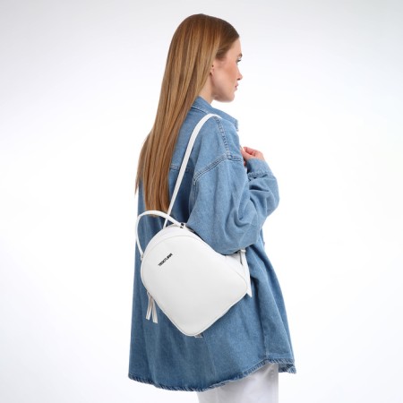 Women's backpack city, Textura, white color-6