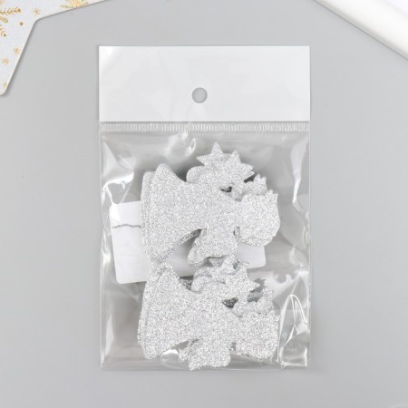 Decor "Angel" silver 5 cm set 10 pcs foam glitter-3