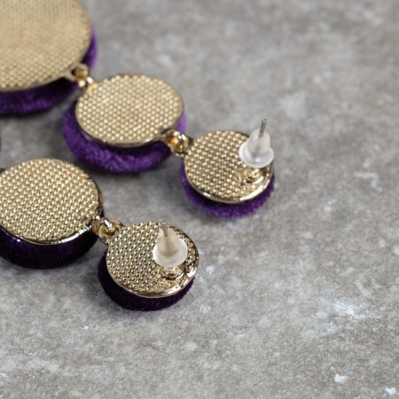 Earrings Assorted "Libero" three discs, purple color in gold-1