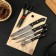 A set of kitchen supplies, 6 objects: 4 knives 8 cm, 13 cm, 16 cm, 16 cm, scissors, board 28 × 18 cm