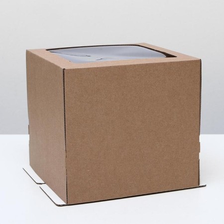 Confectionery packaging with a window, craft, 25 x 25 x 24 cm, set 5 pcs.