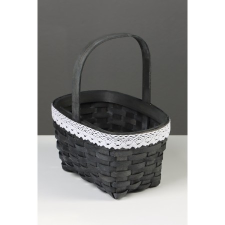 Wicker basket 22 x 17 x 11 cm, handle h = 16, gray with Bahram-3