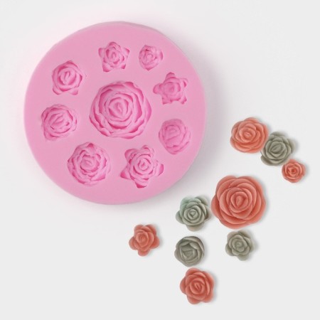 Mold Dolyana "Rose Cycle", silicone, d = 8 cm, pink color