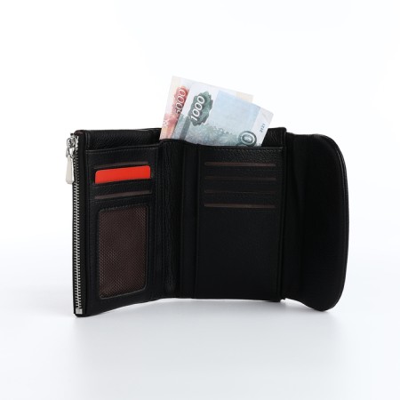 Women's wallet on a magnet, black color-5