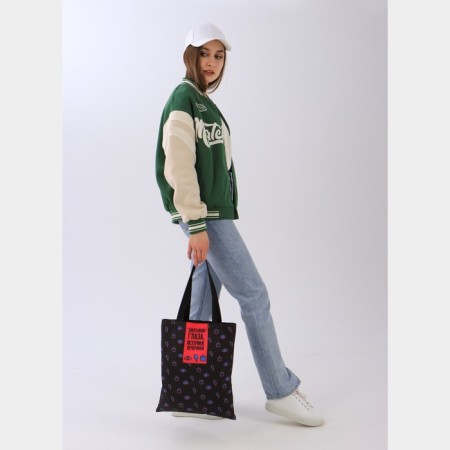 Bag-shop hysterical without lightning, without lining, black color-1