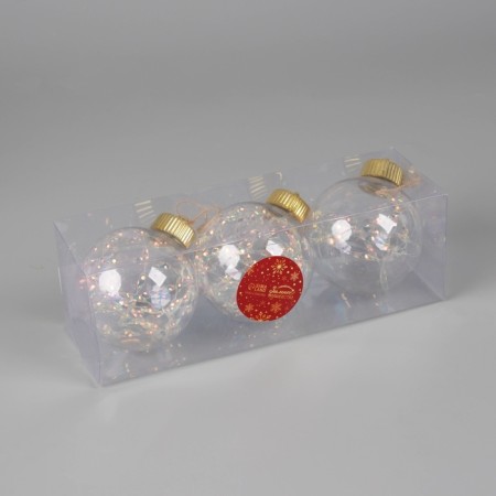 Set of balls plastic D-8 cm, 3 pcs "Giotto" Purvate Transparent-1