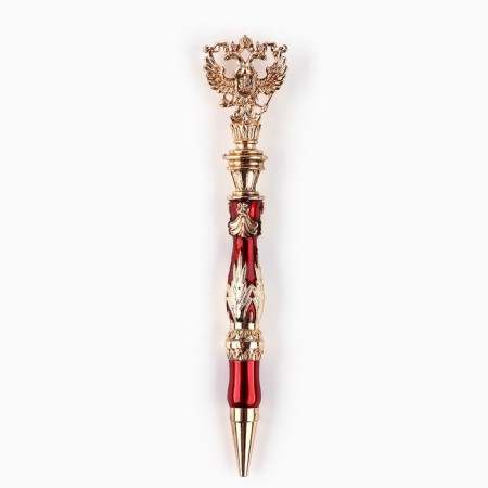 Gift Handle Gell with emblem in a case, metal, red color, writing node 0.1 mm, blue paste-1