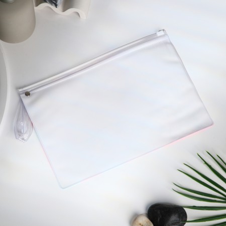 Cosmetic bag with zip-gl, transparent/pink color-1