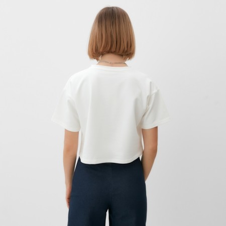 T-shirt shortened female Minaku Oversize Fit: Color Ecrew, rr 48-3