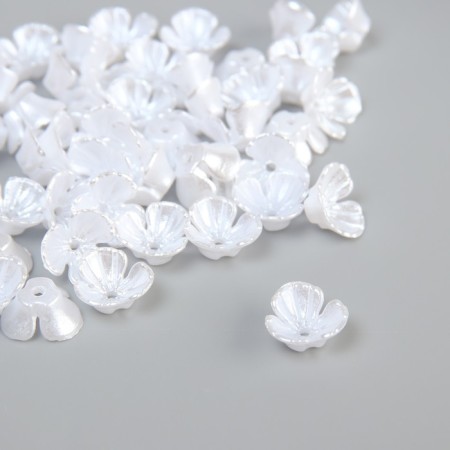 Beads for creativity plastic "Busy Hat" white with silver set of 50 pcs 1x1x0.5 cm