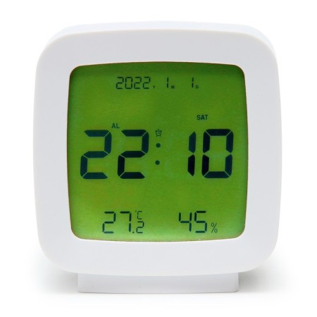 Clock - electronic desk alarm clock: thermometer, calendar, hygrometer, 7.8 x 8.3 cm-1
