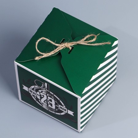 Gift folding box, packaging, “February 23”, 12 x 12 x 12 cm-3