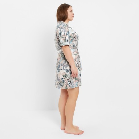 Home set (robe/shirt) female, beige/gray color, size 58-3