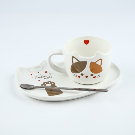 Gift set "I love you": a mug of 200 ml, saucer, spoon-8