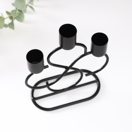Summary metal for 3 candles "curls" d = 2 cm black 14x6x16.5 cm-5