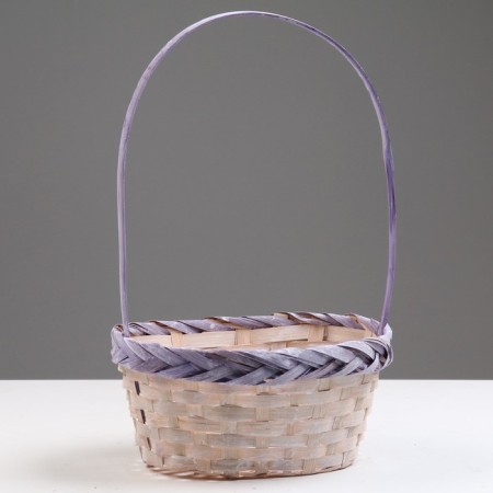 Wicker basket, d23 x 17 x 10/36 cm, purple, bamboo