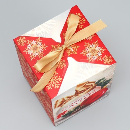 Folding box "Happy New Year", balls, 12 x 18 x 12 cm, New Year-2