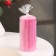Candle-cylinder with faces, 5x10 cm, raspberry, 6 hours