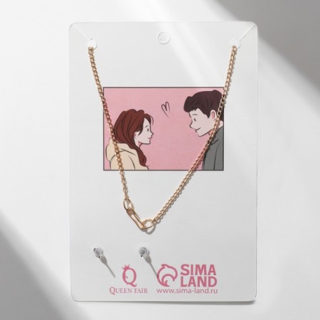 Headset 2 items: earrings, pendant "heart" message, red-white color in gold, 42 cm-3