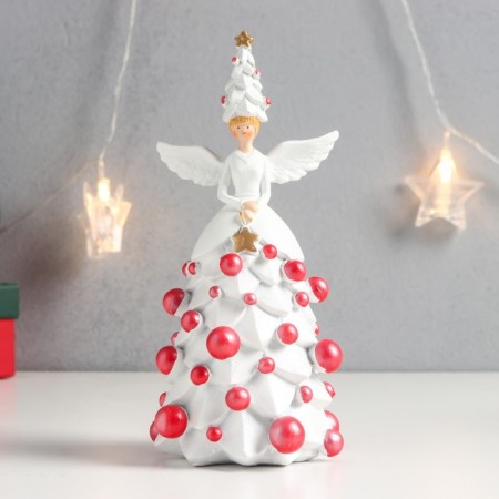 Souvenir Polystone "New Year's Angel with a Christmas tree and New Year's balls" 18x8.5x8.5 cm