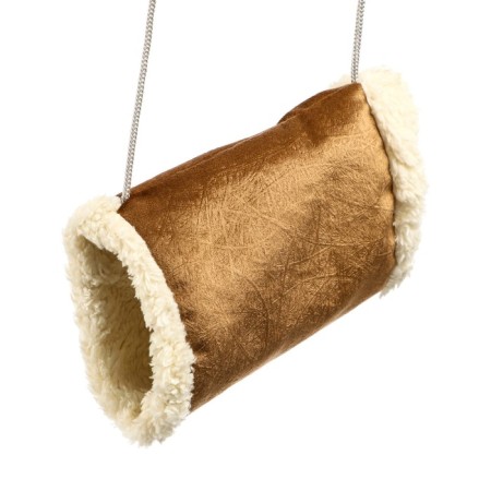 Suspended fur tunnel for rodents, 19 x 12 x 13 cm, brown