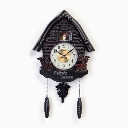 Watching clock, series: pendulum, "squirrels", smooth move, 53 x 7 x 35 cm, black