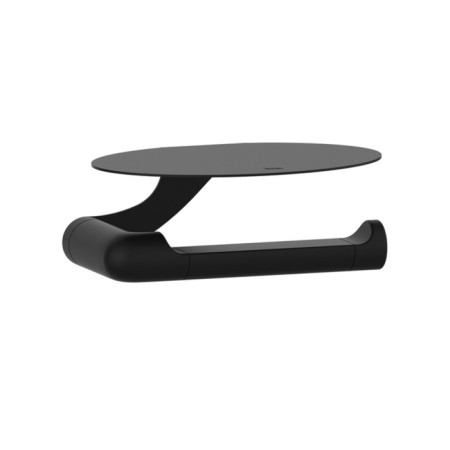 Holder for IDDIS toilet paper, with a shelf, matte black, stainless steel