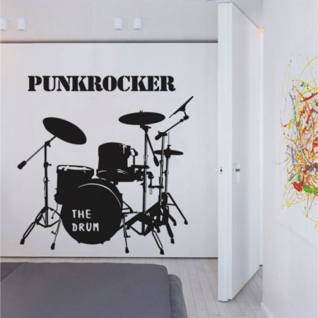Plastic sticker interior black "drum installation" 57x58 cm