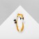Brooch "Cat" with dumbbells, white-orange color in gold
