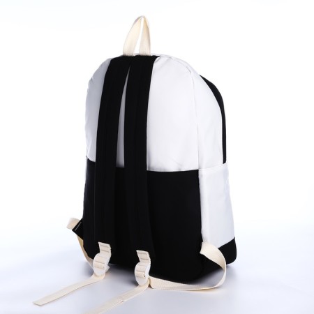 School backpack from textiles on lightning, 3 pockets, black color-3