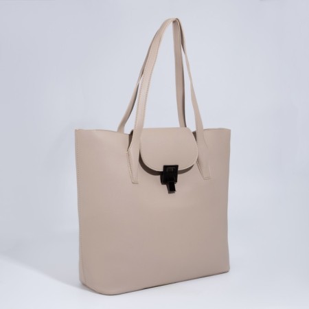 Bag Female Tout with zipper, beige color-2