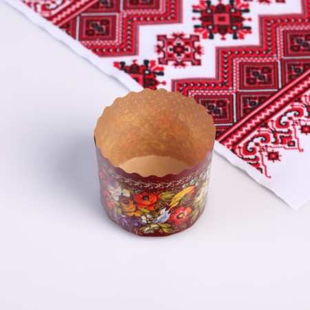Paper form for Easter cake "Zhostovo" 70 x 60 mm, mix-1