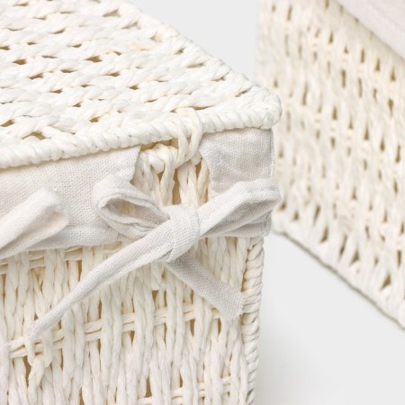 A set of handmade interior baskets with a lid LadOM, 2 pcs, size: 20 × 20 × 15 cm, 25 × 25 × 18 cm-4