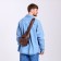 Male sling bag made of artificial leather, with USB, dark brown color
