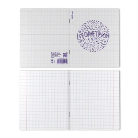 Subject notebook, 48 sheets, cage, geometry Erichkrause "Chaos", plastic cover silk-screen cover, block offset 100%, information block-2