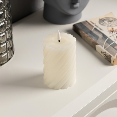 LED candle twisted white, 7.5 × 12.5 × 7.5 cm, plastic, wax, batteries AAAX2 (not in the kit), glow warm white-1