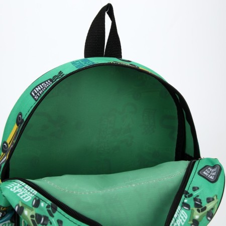 Baby backpack on lightning, external pocket, green color-3