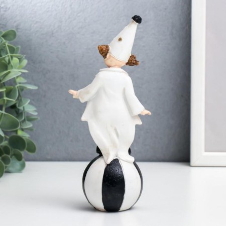 Polystone souvenir "Clown in a cap on a ball" Black and white with gold 18x5x7.5 cm-2