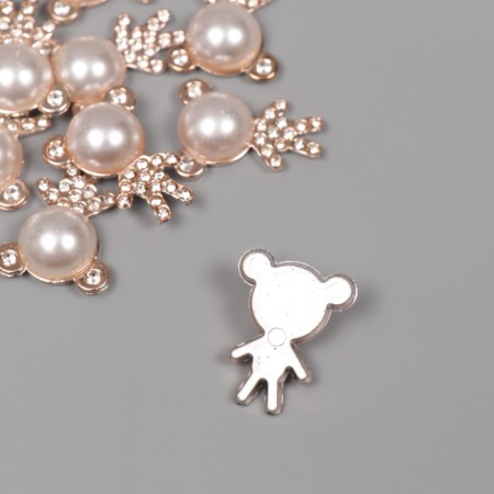 Decor for creativity plastic "Bear with rhinestones" gold set 10 pcs 2.5x2x1 cm-1